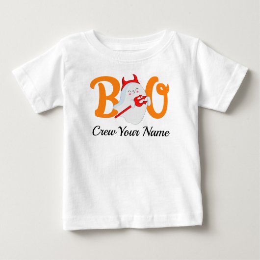 ブークルーオレンジハロウィンファミリーパーソナライズされた ベビーTシャツ (正面)