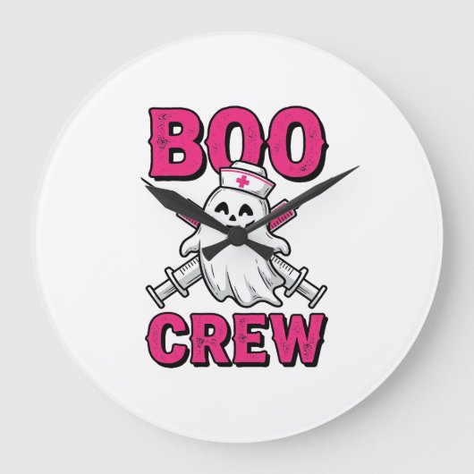 ブークルーナースゴーストハロウィンベクター デザイン1 ラージ壁時計 (正面)