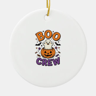 ブークルー かわいいお化けのかぼちゃ ハロウィンTシャツ デザイン セラミックオーナメント