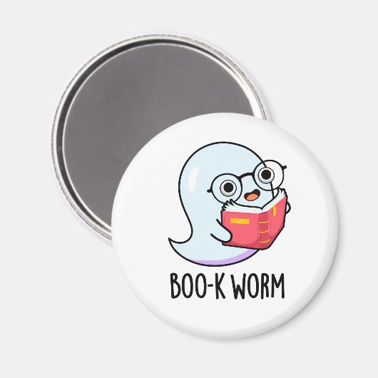 ブークワーム面白いハロウィンブックワーム幽霊パン マグネット (正面/裏面)