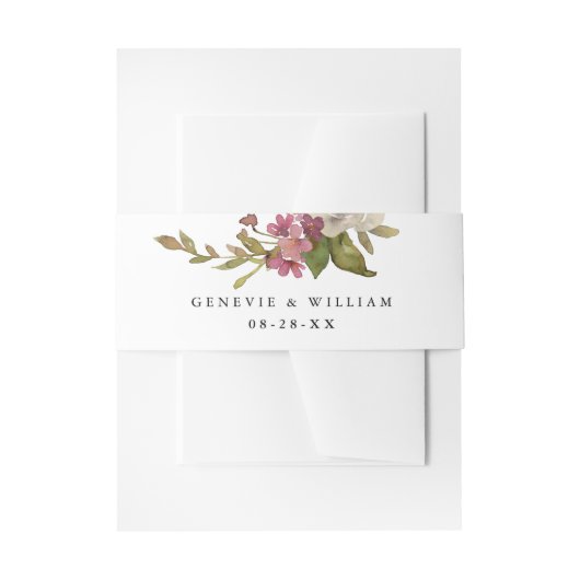 ブーケかわいらしの名前と日付結婚の 招待状ベリーバンド (正面例)