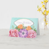 ブーケかわいらしウォーターカラーフラワーズハッピーバースデー カード (黄色い花)
