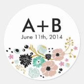 ブーケかわいらしフローラ結婚のサークルシール赤面 ラウンドシール (正面)
