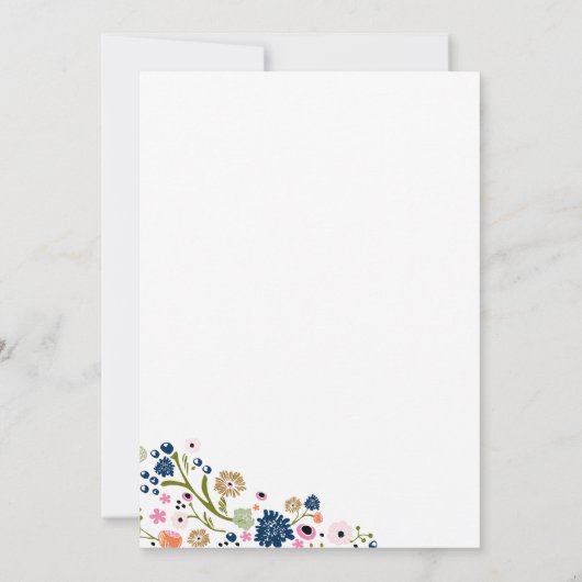 ブーケかわいらしフローラ結婚式招待状ネイビー 招待状 (裏面)