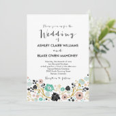 ブーケかわいらしフローラ結婚式招待状赤面 招待状 (スタンド正面)