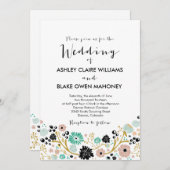 ブーケかわいらしフローラ結婚式招待状赤面 招待状 (正面/裏面)