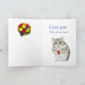 ブーケが編集可能なグレーハムスターValentine's シーズンカード (内部)