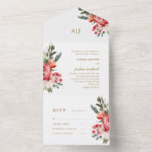 ブーケとバラ結婚の全てをワンインビタットで オールインワン招待状 (内側)