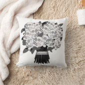 ブーケのスカルバラブラック&ホワイト クッション (ブランケット)