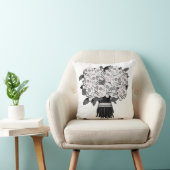 ブーケのスカルバラブラック&ホワイト クッション (椅子)