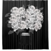 ブーケのスカルバラブラック&ホワイト シャワーカーテン (正面)