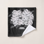 ブーケのスカルバラブラック&ホワイト バスタオルセット (ウォッシュタオル)