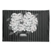 ブーケのスカルバラブラック&ホワイト 枕カバー (裏面)