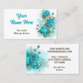 ブーケのターコイズバラ 名刺 (正面/裏面)