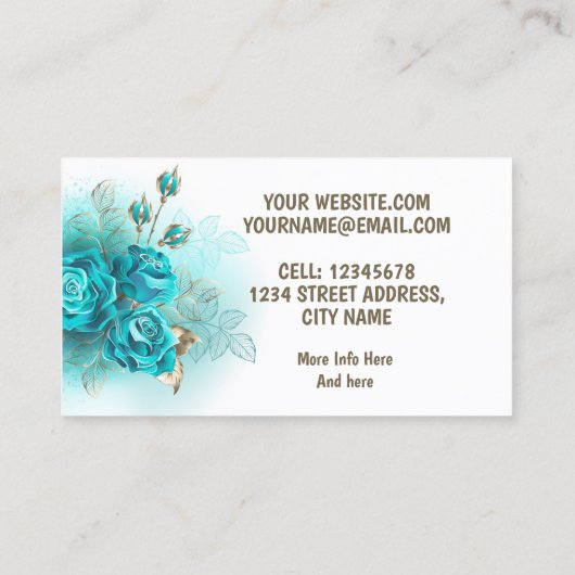 ブーケのターコイズバラ 名刺 (裏面)