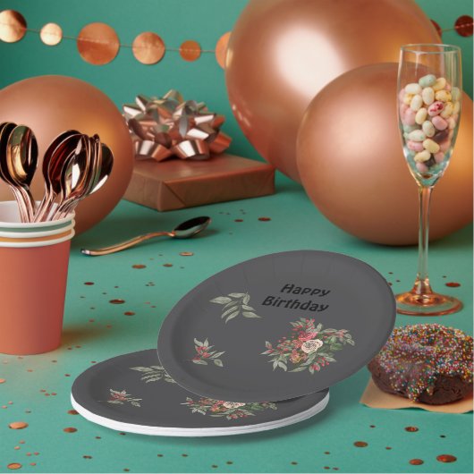 ブーケのバラオールオーバープリントエプロン ペーパープレート (複数)