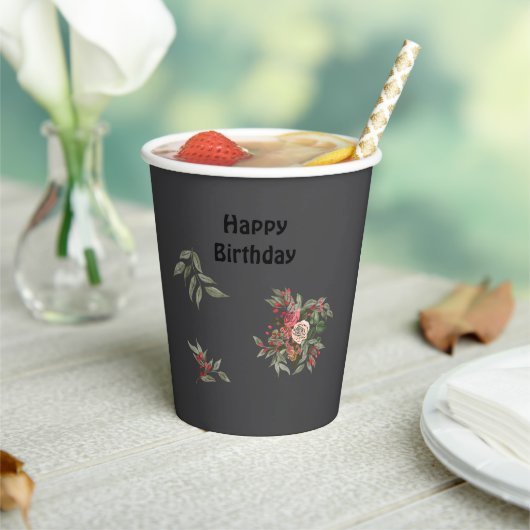 ブーケのバラオールオーバープリントエプロン 紙コップ (インサイチュ)