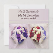 ブーケのレズビアン結婚式の招待状 セーブザデート (裏面)