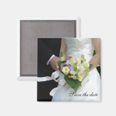 ブーケの水色、日付を保存 マグネット (正面/裏面)