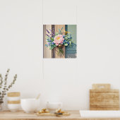 ブーケの芍薬 ラベンダー色の花 ラスティック ポスター (キッチン)