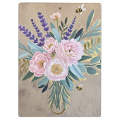 ブーケの芍薬 ラベンダー 花 ラスティック クリップボード (裏面)