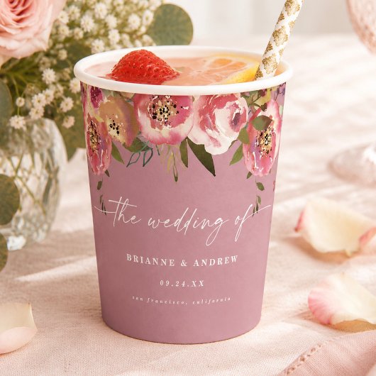ブーケの華やぎ ワイルドローズ ピンクの花 ウェディング 紙コップ
