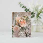 ブーケの赤面ピンクローゼハッピーマザーズデイ ポストカード (スタンド正面)