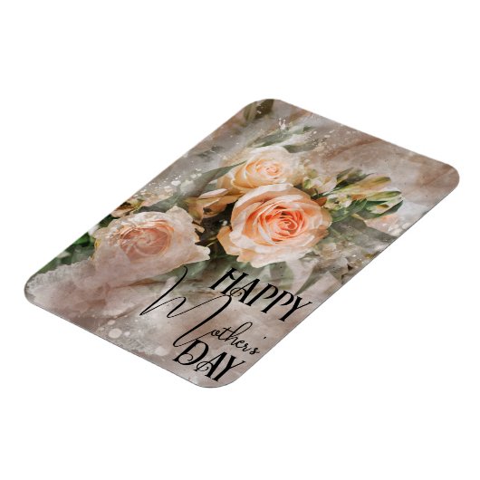 ブーケの赤面ピンクローゼハッピーマザーズデイ マグネット (左側)