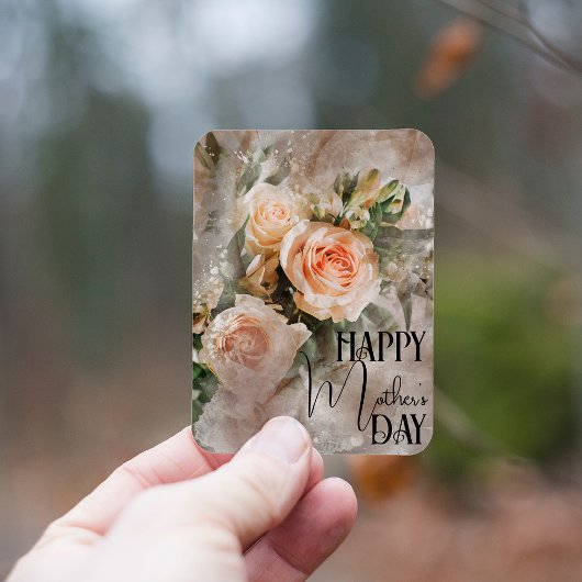 ブーケの赤面ピンクローゼハッピーマザーズデイ マグネット