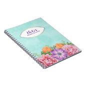 ブーケウォーターカラーフラワーズピンクパープルカスタム ノートブック (右側)