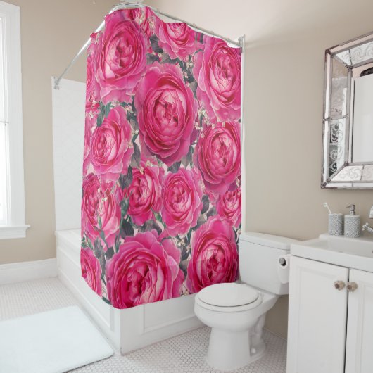 ブーケエレガントのバラ シャワーカーテン (インサイチュ)