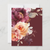 ブーケエレガントブルゴーニュ結婚のエンクロージャカード (裏面)