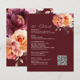 ブーケエレガントブルゴーニュ結婚のエンクロージャカード