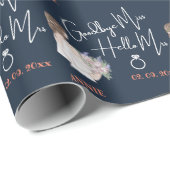 ブーケエレガントブルーの花嫁ブライダルシャワー ラッピングペーパー (ロールコーナー)