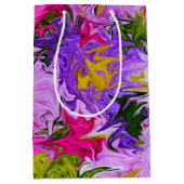 ブーケオブカラーズフローラ抽象芸術アートデザイン ミディアムペーパーバッグ (正面)