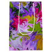 ブーケオブカラーズフローラ抽象芸術アートデザイン ミディアムペーパーバッグ (裏面)