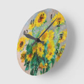 ブーケオブサンフラワーズクロードモネ ラウンド壁時計 (傾斜)