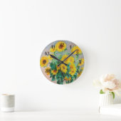 ブーケオブサンフラワーズクロードモネ ラウンド壁時計 (ホーム)