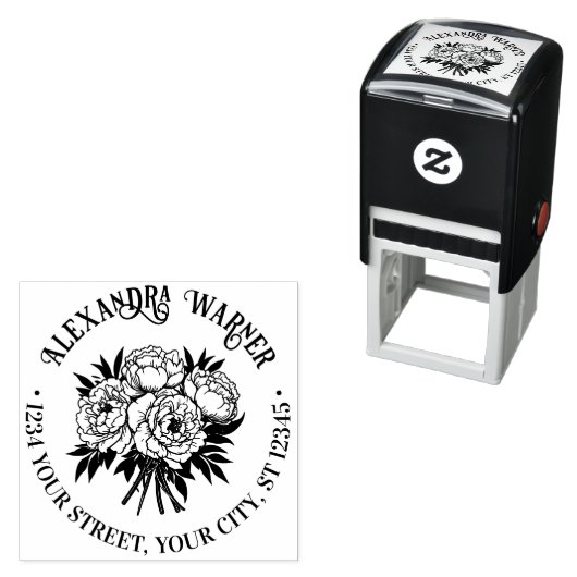 ブーケオブピオニーズネーム差出人住所 セルフインキングスタンプ (インサイチュ)