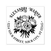 ブーケオブピオニーズネーム差出人住所 セルフインキングスタンプ (デザイン)