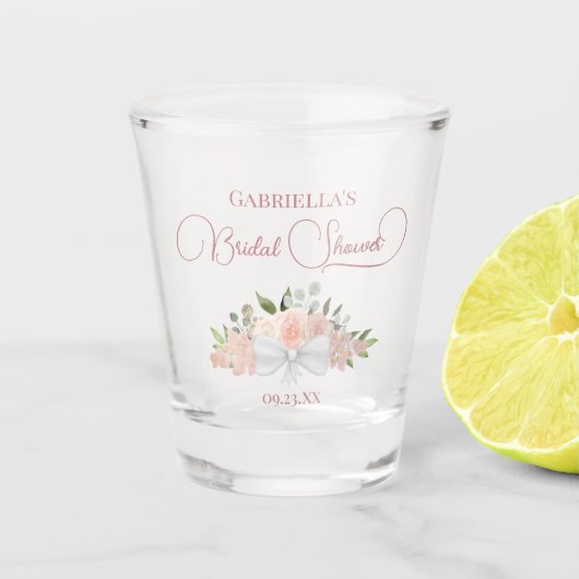 ブーケオブピンクローズエレガントブライダルシャワー ショットグラス (正面)
