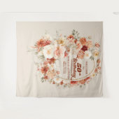 ブーケカラフルテラコッタ赤面50歳の誕生日 タペストリー (正面(横))