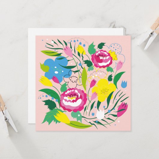 ブーケカラフル。 招待状 (正面/裏面インサイチュ)