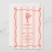 ブーケスワールピンクストライプク結婚ズ 招待状 (正面)
