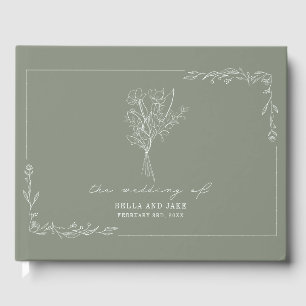 ブーケセージ結婚グリーンフローラゲストブック ゲストブック