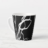ブーケノワール:抽象芸術ブラック&ホワイト カフェラテマグ (左アングル)