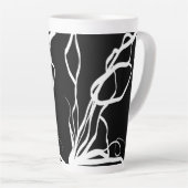 ブーケノワール：抽象芸術ブラック&ホワイト カフェラテマグ (右アングル)