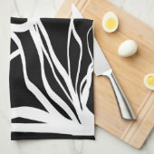 ブーケノワール:抽象芸術ブラック&ホワイト キッチンタオル (四つ折り)