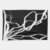 ブーケノワール:抽象芸術ブラック&ホワイト キッチンタオル (横)