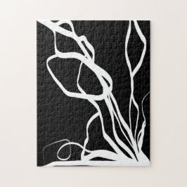 ブーケノワール：抽象芸術ブラック&ホワイト ジグソーパズル